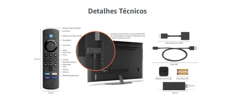 Fire TV Stick HD (Última geração) | Com controle remoto por voz com Alexa (inclui comandos de TV), controles de casa inteligente e streaming em HD