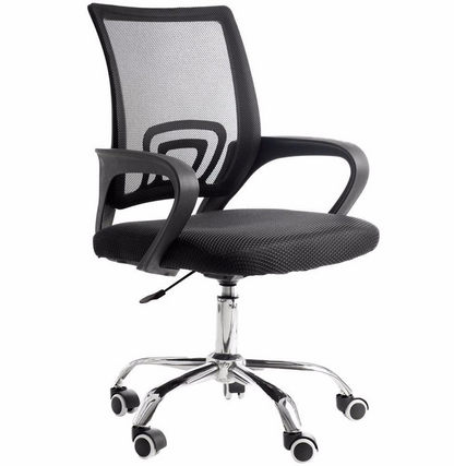 Cadeira De Escritório Prizi Essencial, Até 90Kg, Com Base Cromada, Preta