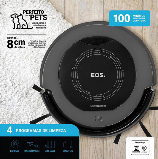Robô Aspirador De Pó Eos Smart Clean, Passa Pano, Titanium, Bivolt
