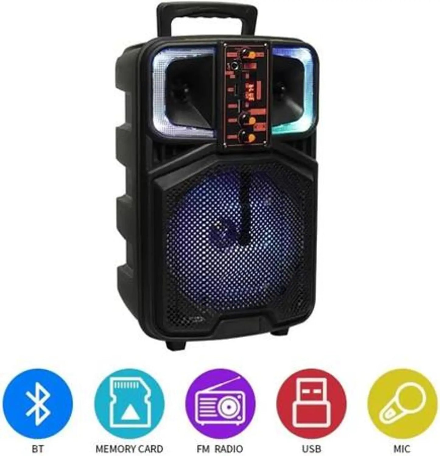 Caixa De Som Portátil Bluetooth Karaokê Potente Rgb 2000w Microfone controle remoto cabo USB RádioFM - Seisa