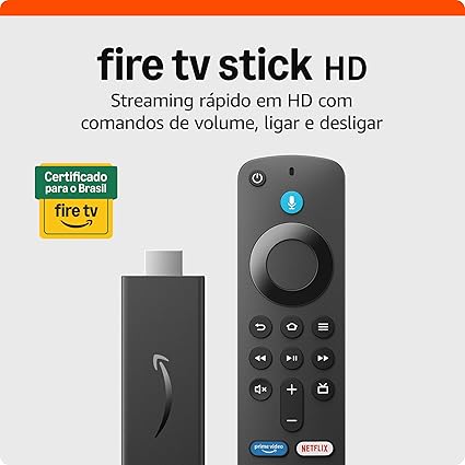 Fire TV Stick HD (Última geração) | Com controle remoto por voz com Alexa (inclui comandos de TV), controles de casa inteligente e streaming em HD