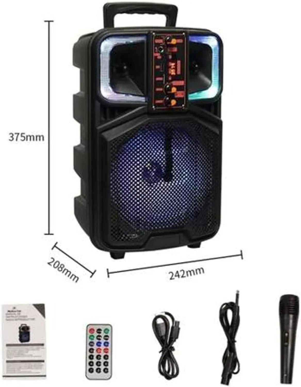 Caixa De Som Portátil Bluetooth Karaokê Potente Rgb 2000w Microfone controle remoto cabo USB RádioFM - Seisa