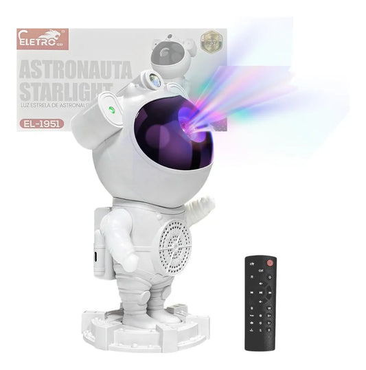 Projetor Astronauta Bluetooth Galáxia Estrelas Nebulosa Cor Branco 127/220v