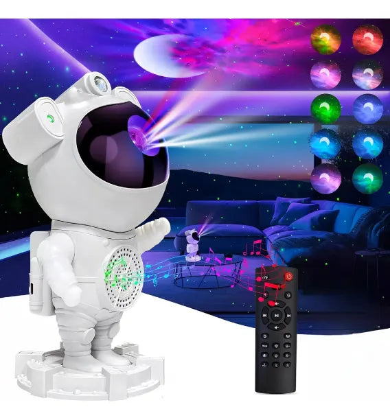 Projetor Astronauta Bluetooth Galáxia Estrelas Nebulosa Cor Branco 127/220v