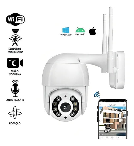 Camera Segurança Wifi Sem Fio Prova D'água Fácil Intalação Cor Branco