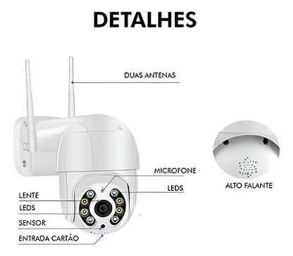 Camera Segurança Wifi Sem Fio Prova D'água Fácil Intalação Cor Branco