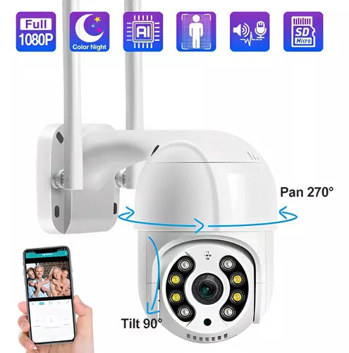 Camera Segurança Wifi Sem Fio Prova D'água Fácil Intalação Cor Branco