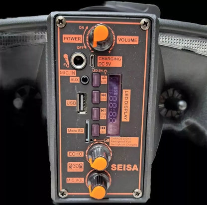 Caixa De Som Portátil Bluetooth Karaokê Potente Rgb 2000w Microfone controle remoto cabo USB RádioFM - Seisa