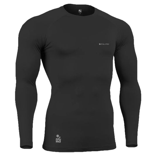 Camisa de Compressão Térmica Proteção Solar - Preta