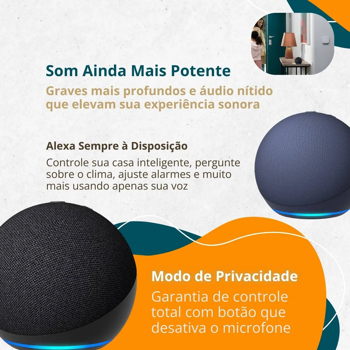 Alexa Speaker Echo 5 Geração Dot Alto-falante Inteligente