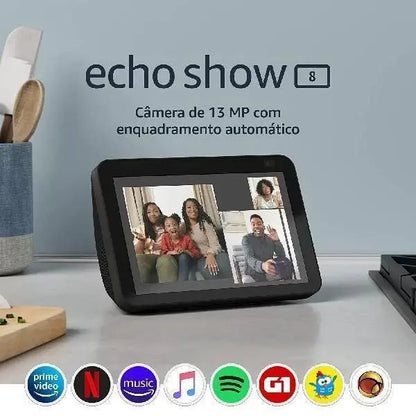 Alexa Nova Echo Show 8 (Última geração)  Smart display com áudio espacial, hub de casa inteligente e Alexa