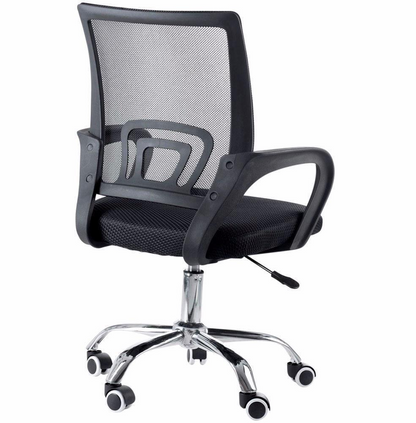 Cadeira De Escritório Prizi Essencial, Até 90Kg, Com Base Cromada, Preta