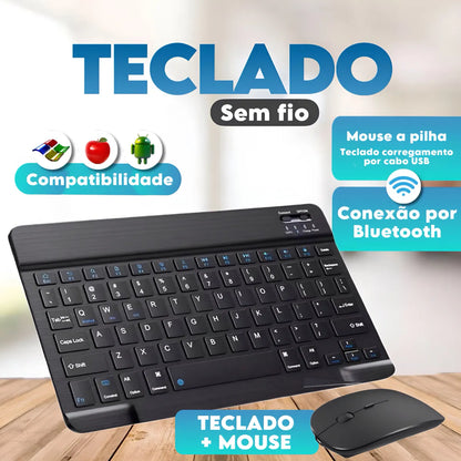 Kit Teclado E Mouse Bluetooth Sem Fio Recarregavel Ultrafino